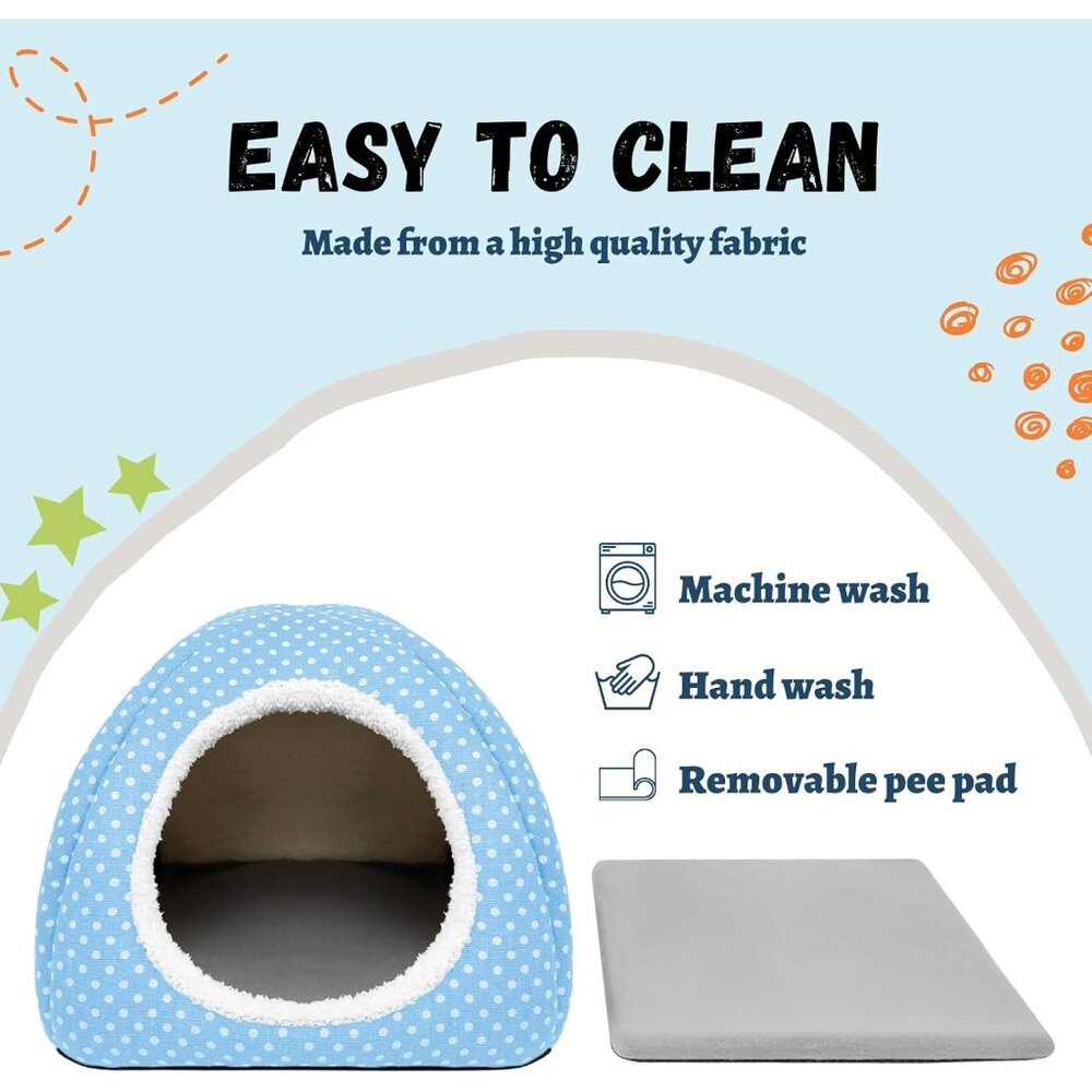New Rabbit Hideout Large Washable Bunny Bed & Fleece House for Small Pets - Picture 7 of 9